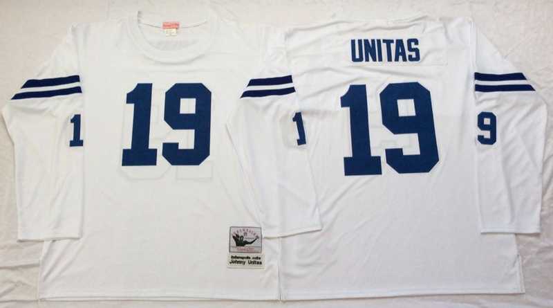 Colts 19 Johnny Unitas White M&N Throwback Jersey->nfl m&n throwback->NFL Jersey
